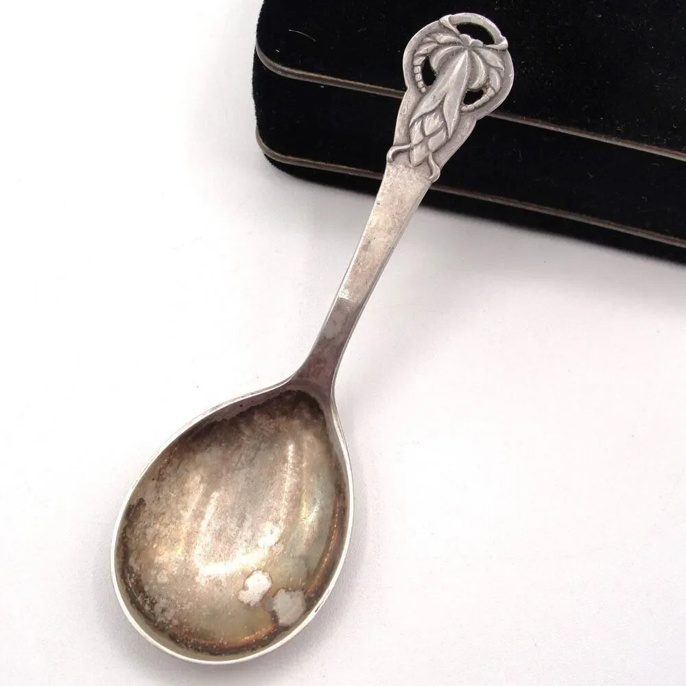 Hansen & Andersen Silver Serving Spoon Danish HAANDSMEDE 3 Towers Hallmark 4”